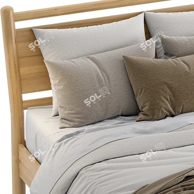 Solano Solid Wood Queen Bed 3D model image 5