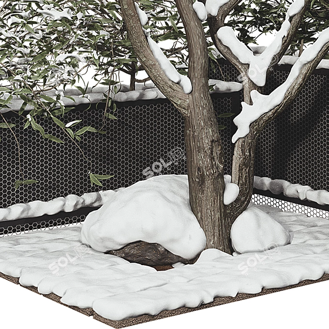 Snowy Garden Plant Set 3D 3D model image 3