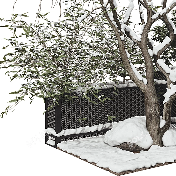 Snowy Garden Plant Set 3D 3D model image 5