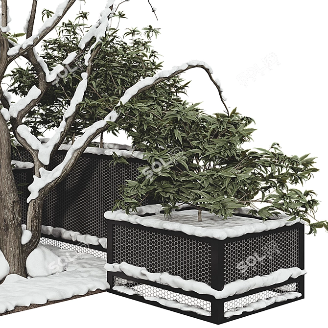 Snowy Garden Plant Set 3D 3D model image 6