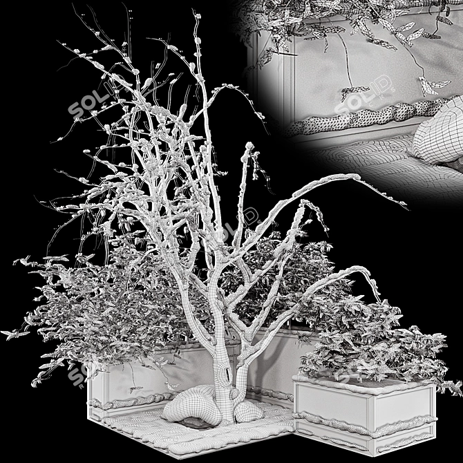 Snowy Garden Plant Set 3D 3D model image 7