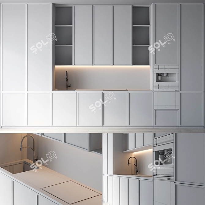Modern Kitchen Set with High-End Appliances 3D model image 7