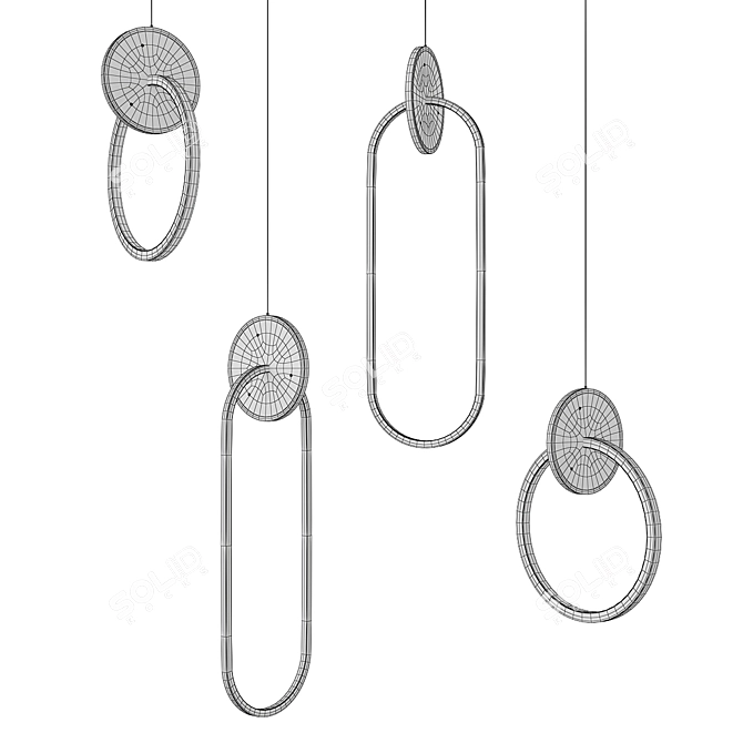 Modern LED Pendant Lamp: Strip Shape 3D model image 2