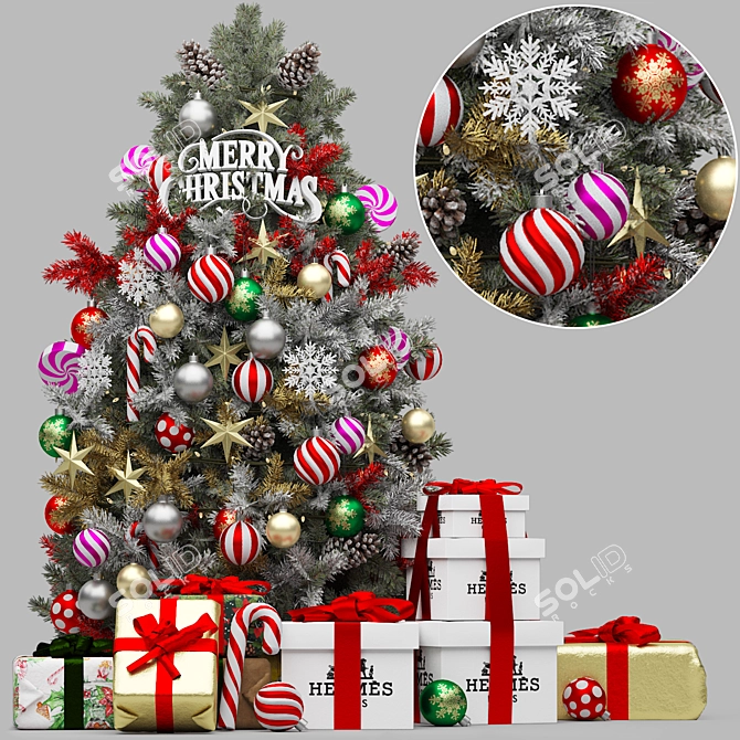 Festive Christmas Tree Model 3D model image 1