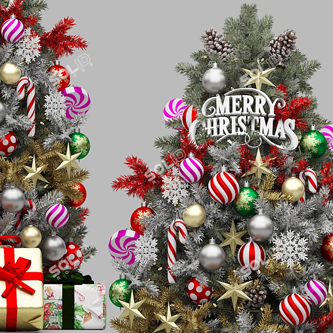 Festive Christmas Tree Model 3D model image 2