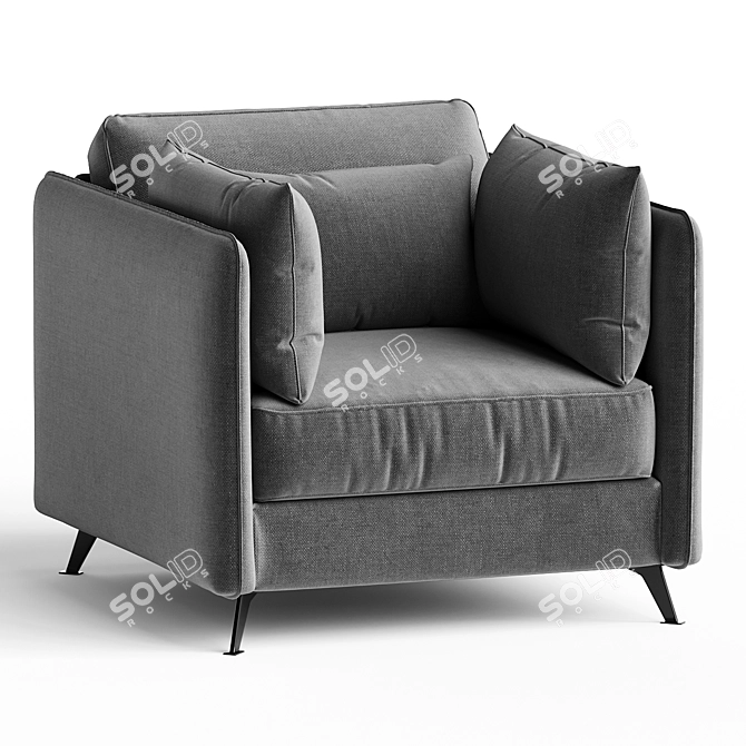Sleek Sofia Armchair in Tectonic Fabric 3D model image 1