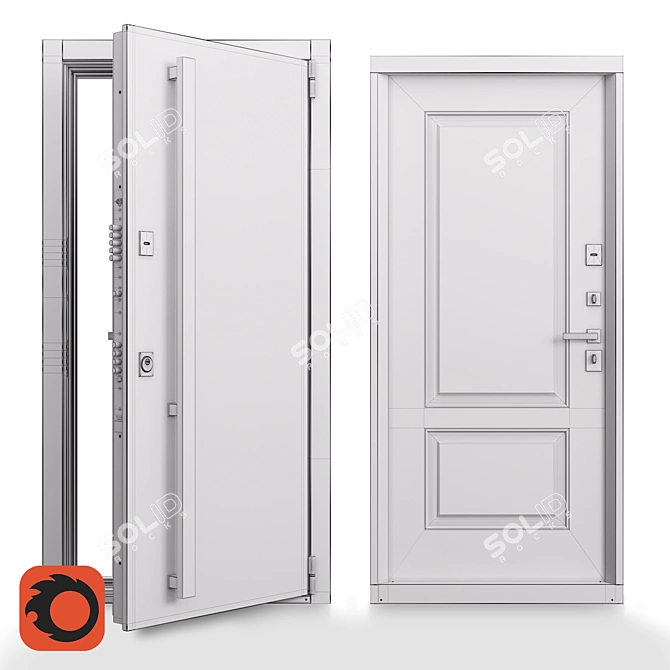 Premium Frost-Resistant Outdoor Door 3D model image 3