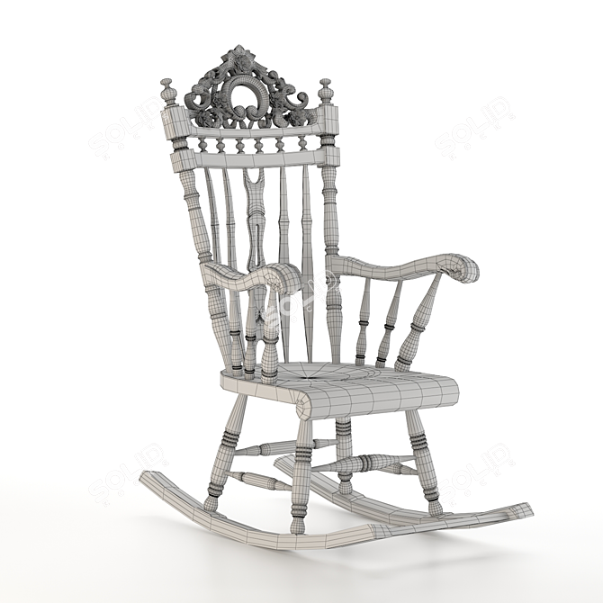 Elegant Mahogany Rocking Armchair 3D model image 7