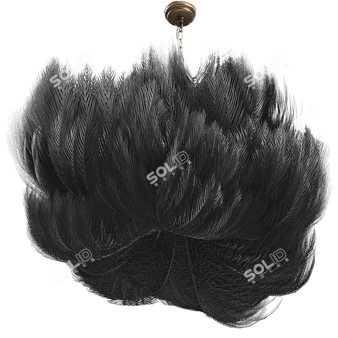 Customizable Ostrich Feather Pendant Lamp 3D model image 1