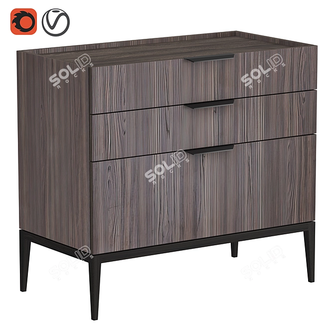 Designer 3-Drawer Esperia Chest 3D model image 1