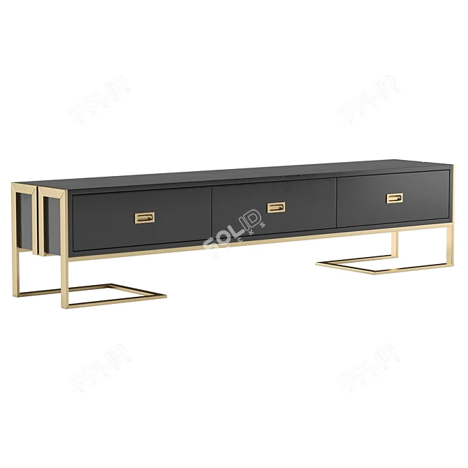 Modern Black TV Stand Drawers 3D model image 1