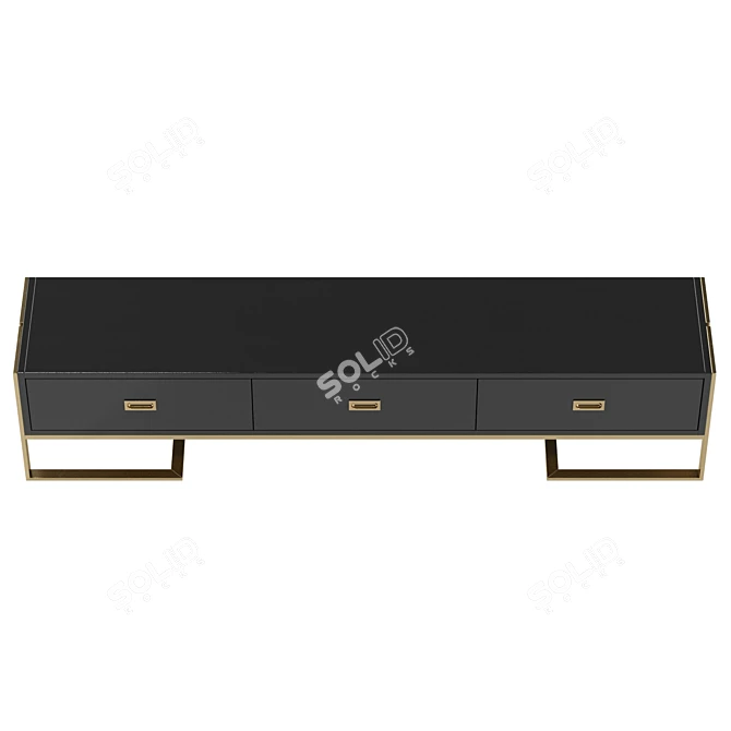 Modern Black TV Stand Drawers 3D model image 3