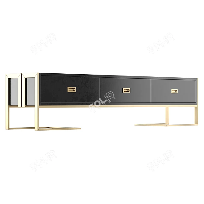 Modern Black TV Stand Drawers 3D model image 4
