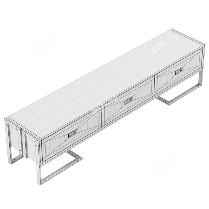 Modern Black TV Stand Drawers 3D model image 6