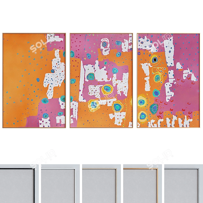 Modern Abstract Picture Frame Set 3D model image 1