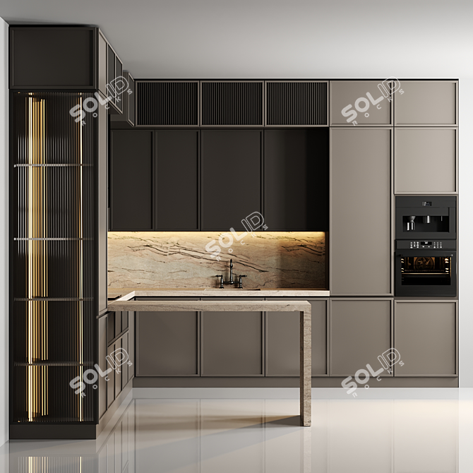 Modular Kitchen Design Assets 3D model image 1