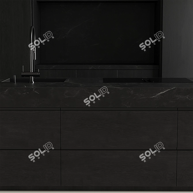 Modern Island Kitchen Set 3D model image 5