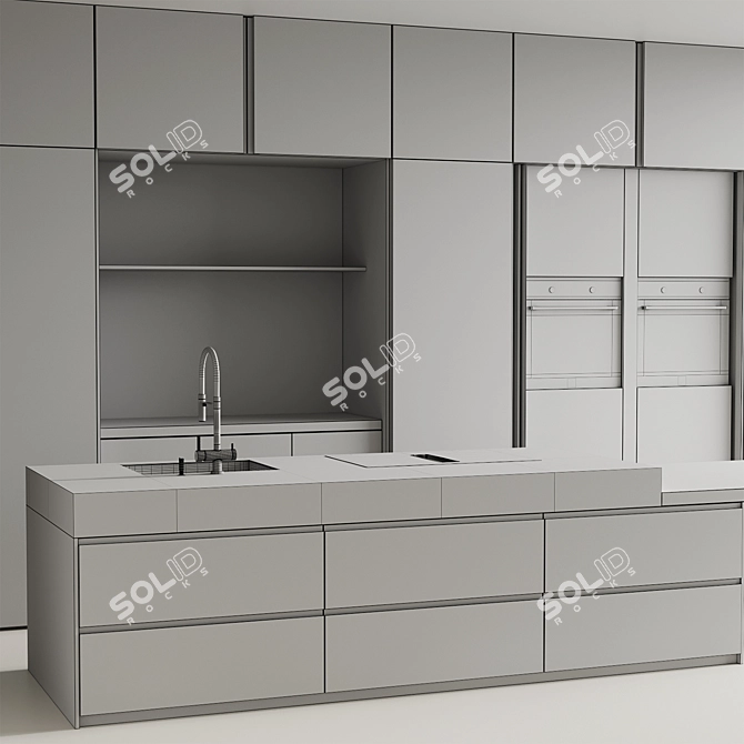 Modern Island Kitchen Set 3D model image 7