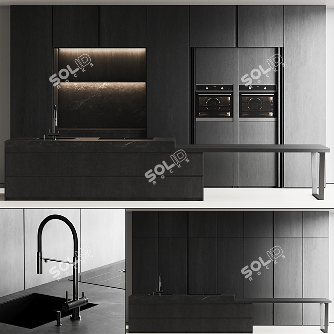 Modern Island Kitchen Set 3D model image 8