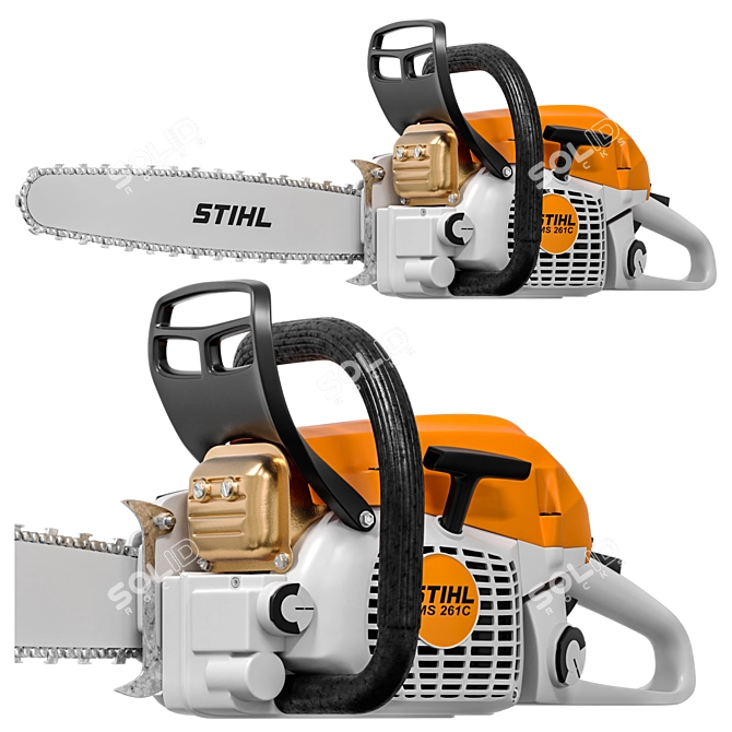 STIHL MS 261 Chainsaw with Animated Chain 3D model image 2