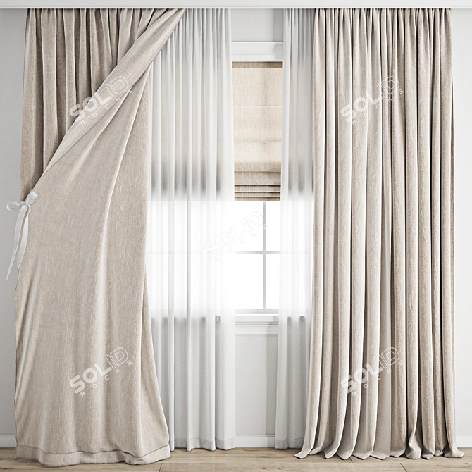 Polygonal Model Curtain Set 3D model image 1