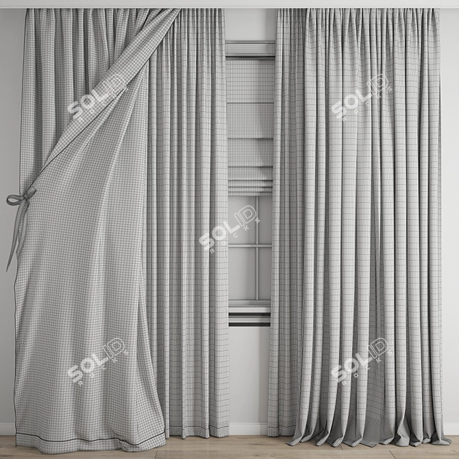 Polygonal Model Curtain Set 3D model image 3