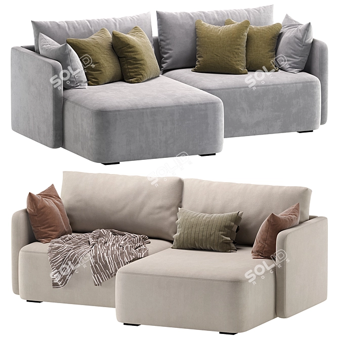 Modern Corner Sofa by Cazarina 3D model image 1