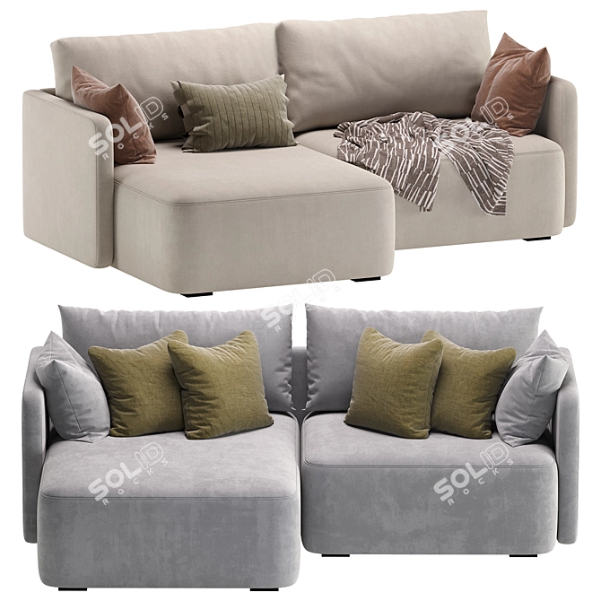 Modern Corner Sofa by Cazarina 3D model image 4