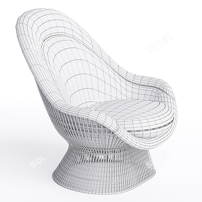 Vintage Platner Knoll Chair Ottoman 3D model image 3