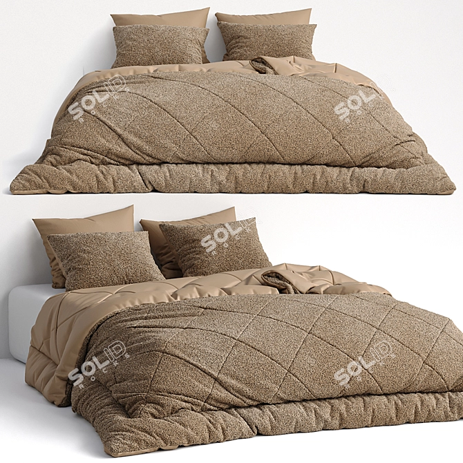 Cozy Puppy Love Bed Set 3D model image 1