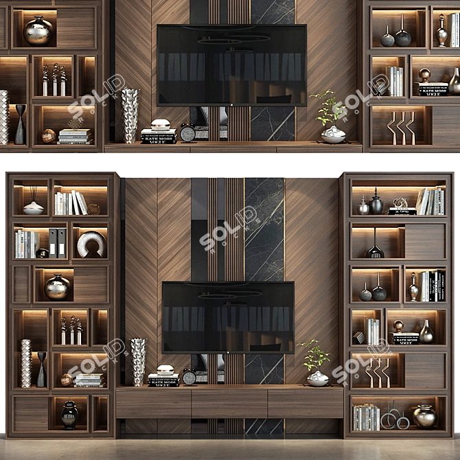 Modern TV Wall Shelf Decor 3D model image 1
