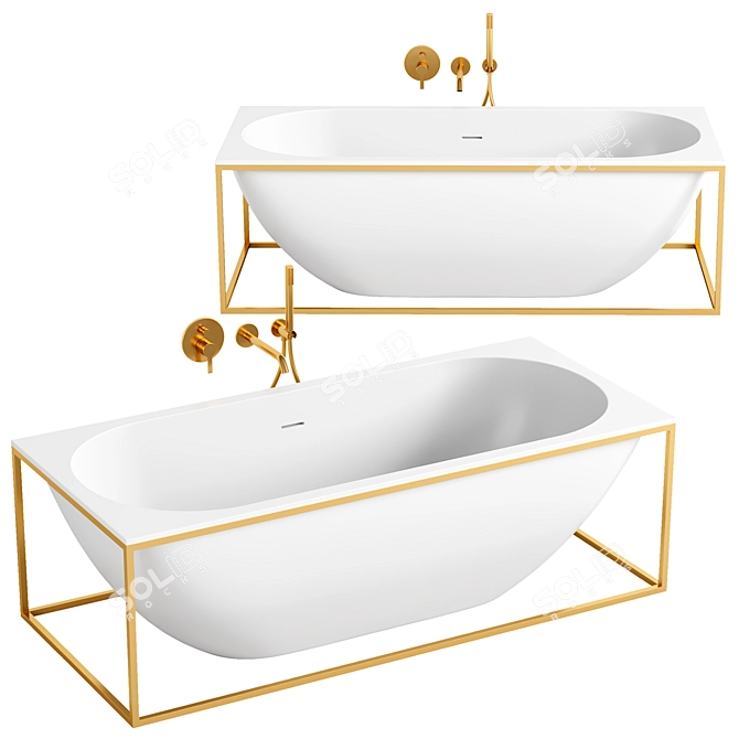 Elegant Stone Bath 1700mm 3D model image 1