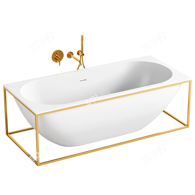 Elegant Stone Bath 1700mm 3D model image 2