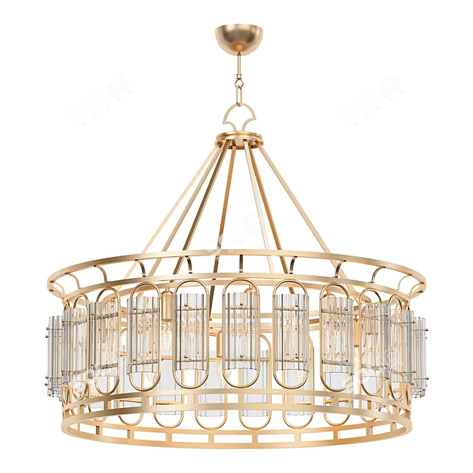 Elegant Art Deco Gold Chandelier 3D model image 1