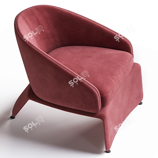 Velvet Lounge Chair, Modern Design 3D model image 2