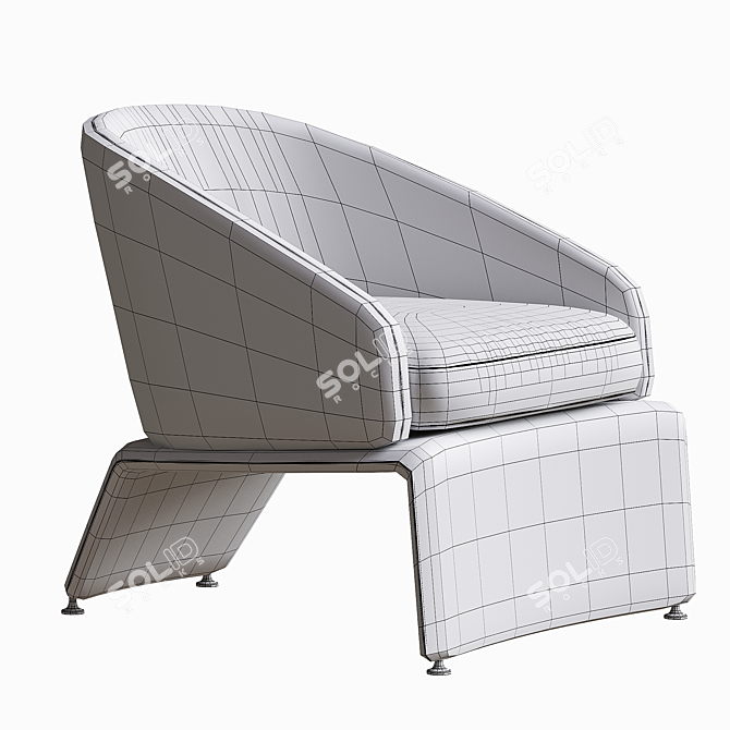 Velvet Lounge Chair, Modern Design 3D model image 5