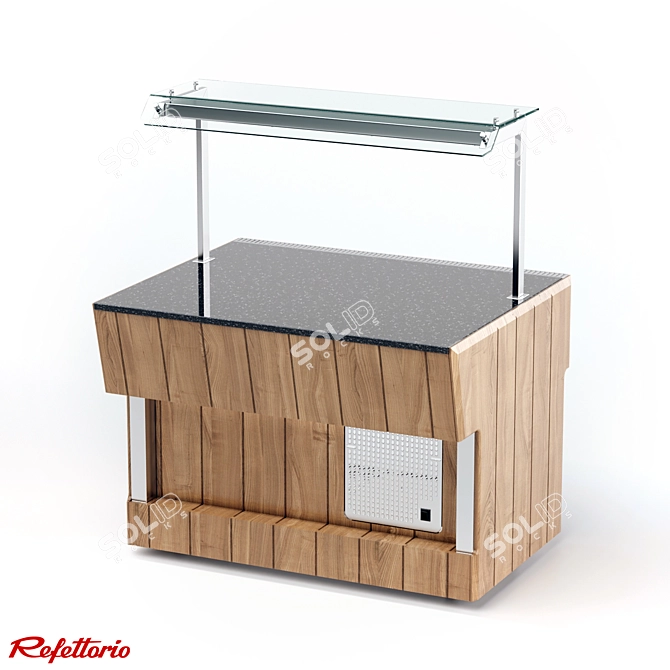 Neutral Wall Counter with Stone Top 3D model image 1