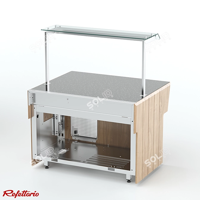 Neutral Wall Counter with Stone Top 3D model image 2