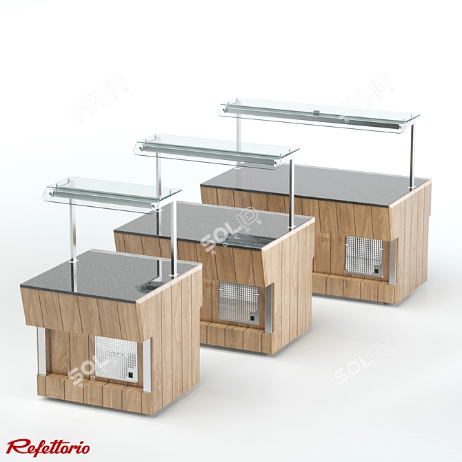 Neutral Wall Counter with Stone Top 3D model image 3