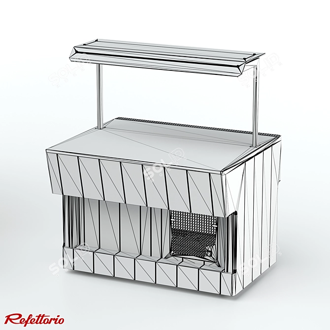 Neutral Wall Counter with Stone Top 3D model image 4