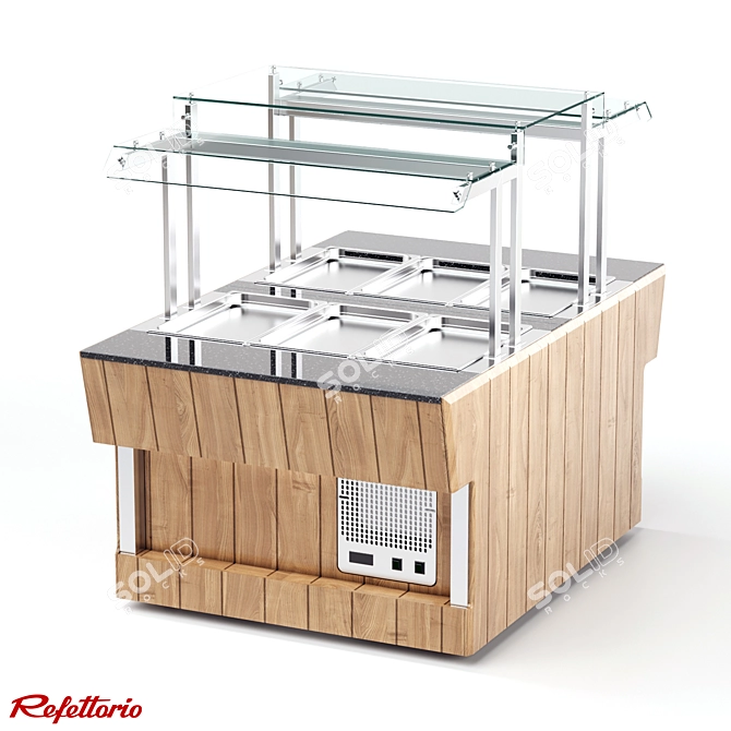 Dual Commercial Refrigerated Counters 3D model image 1