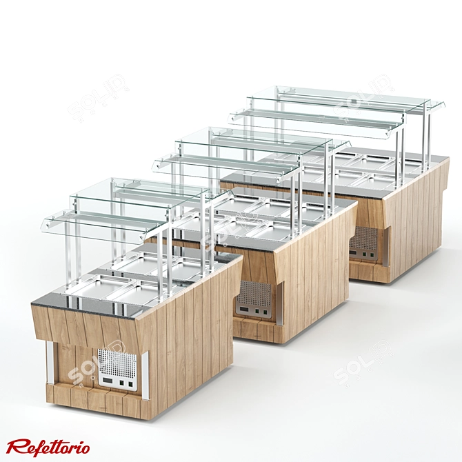 Dual Commercial Refrigerated Counters 3D model image 2