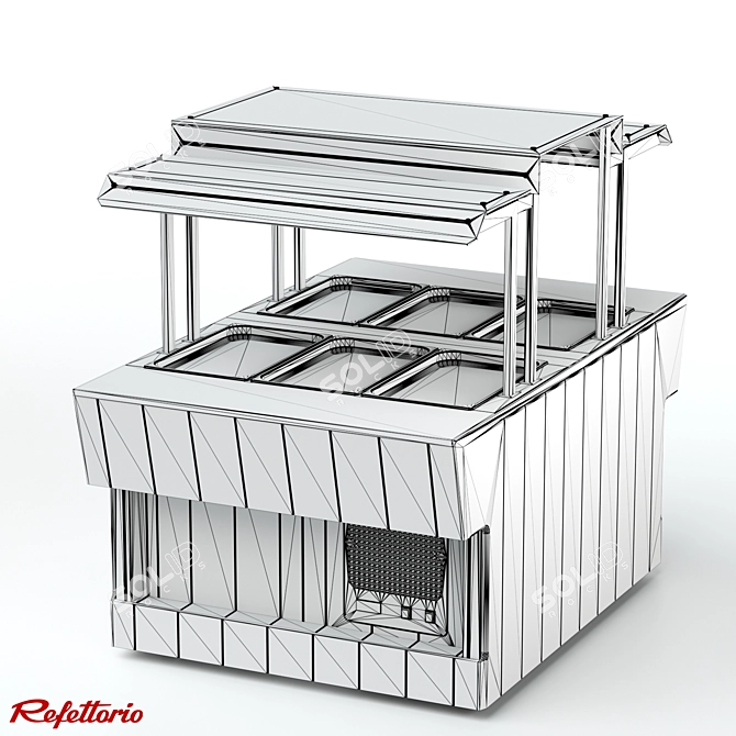 Dual Commercial Refrigerated Counters 3D model image 3