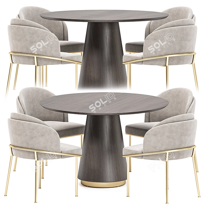 Modern Dining Set Collection Rendered in High-Quality Formats 3D model image 2