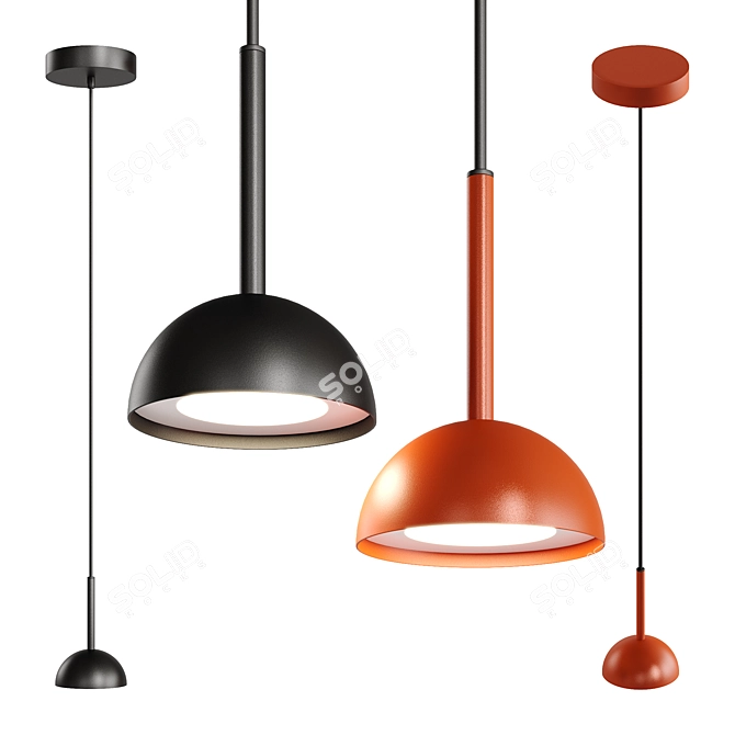 Sleek Metal Pendant Light 3D model image 1