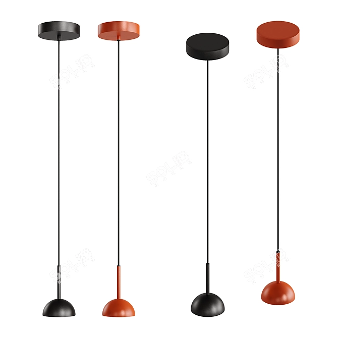 Sleek Metal Pendant Light 3D model image 4