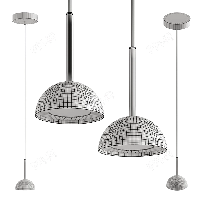 Sleek Metal Pendant Light 3D model image 5