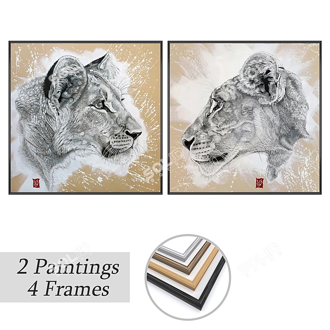 Duo Art Set with Frames 3D model image 1