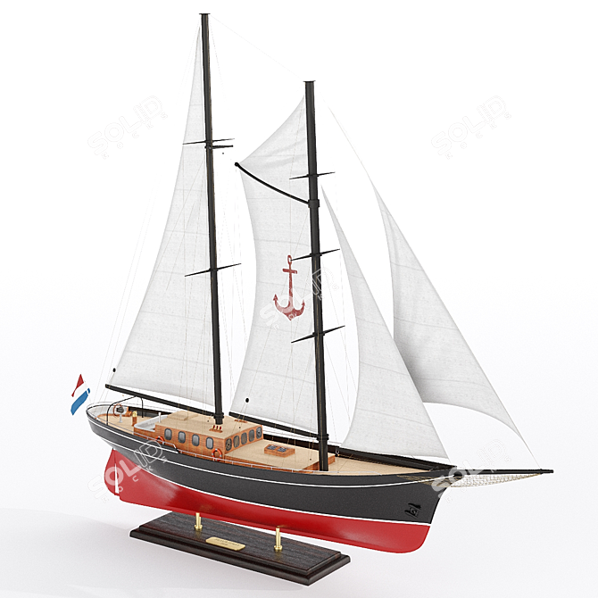 Silver Schooner Model Boat Kit 3D model image 2