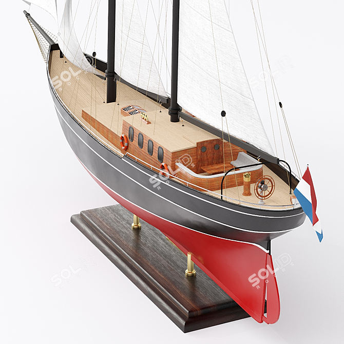 Silver Schooner Model Boat Kit 3D model image 4